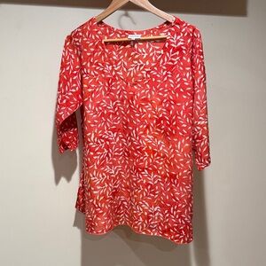 Elegant Red Leaf Print Blouse